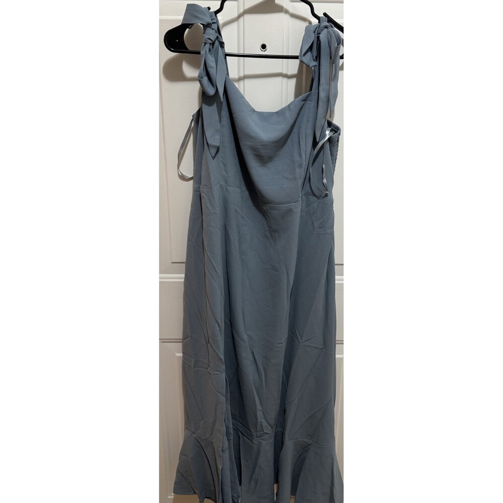 ANRABESS Women's XL Formal Dress Square Neck Ruffle Split Midi Dress Slate Blue
